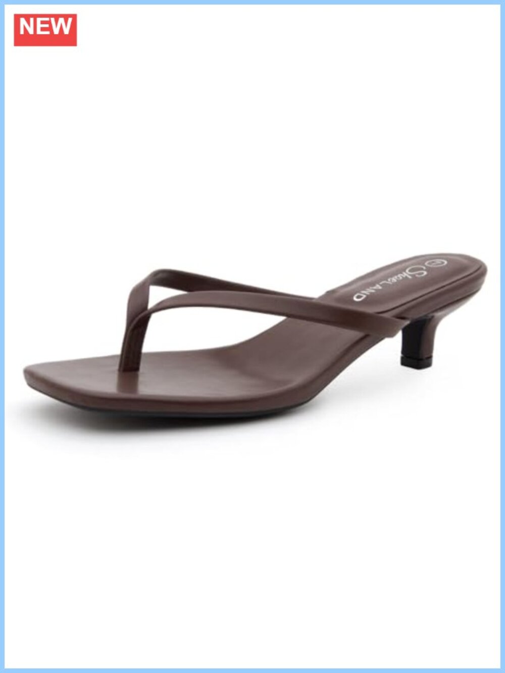 Womens Kitten Heel Square Open Toe Flip Flop Sandals Slip On Dressy Summer